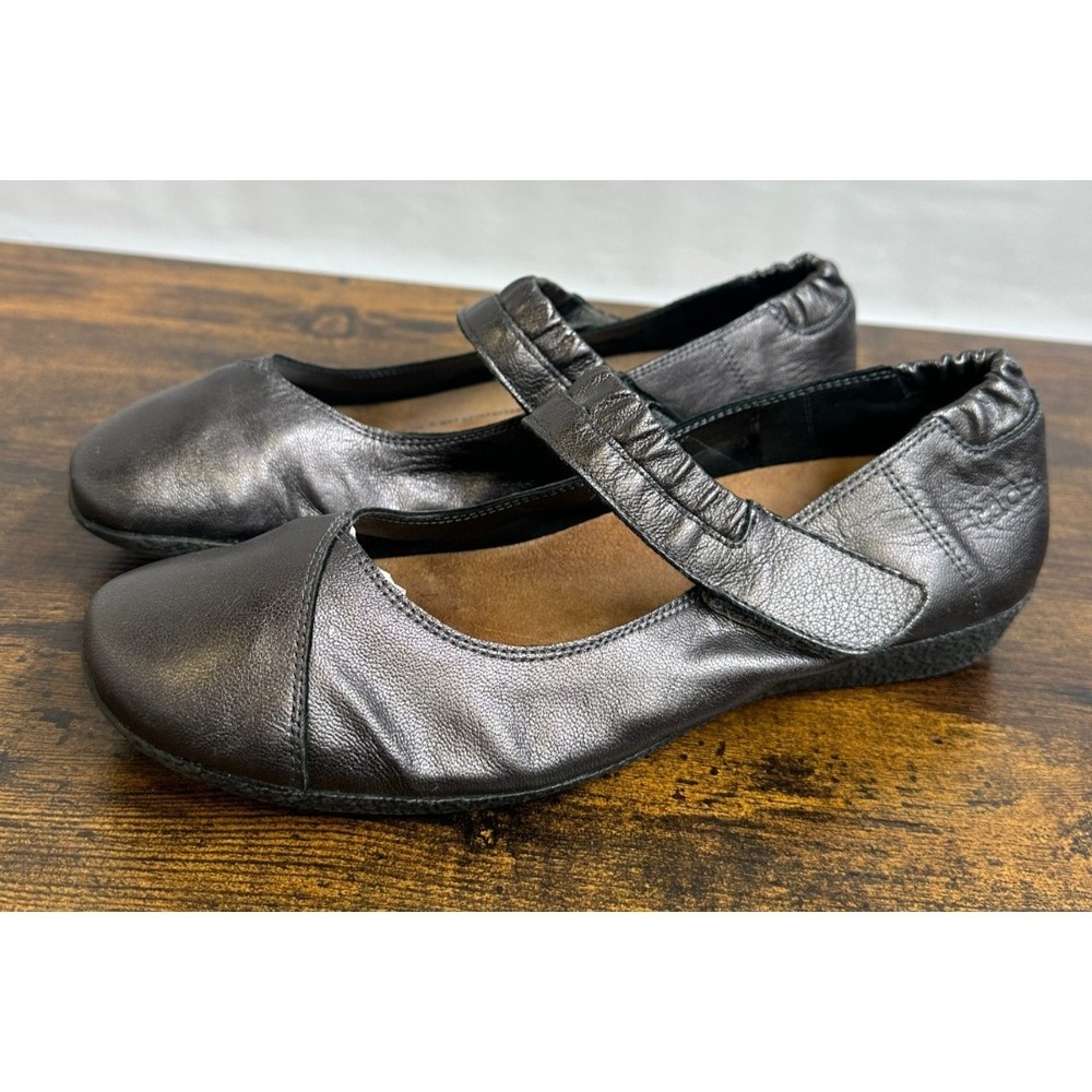 Taos Mary Jane Flats Metallic Leather Comfort Shoe Sz 39 US 8 8.5 Office Travel - Picture 5 of 13